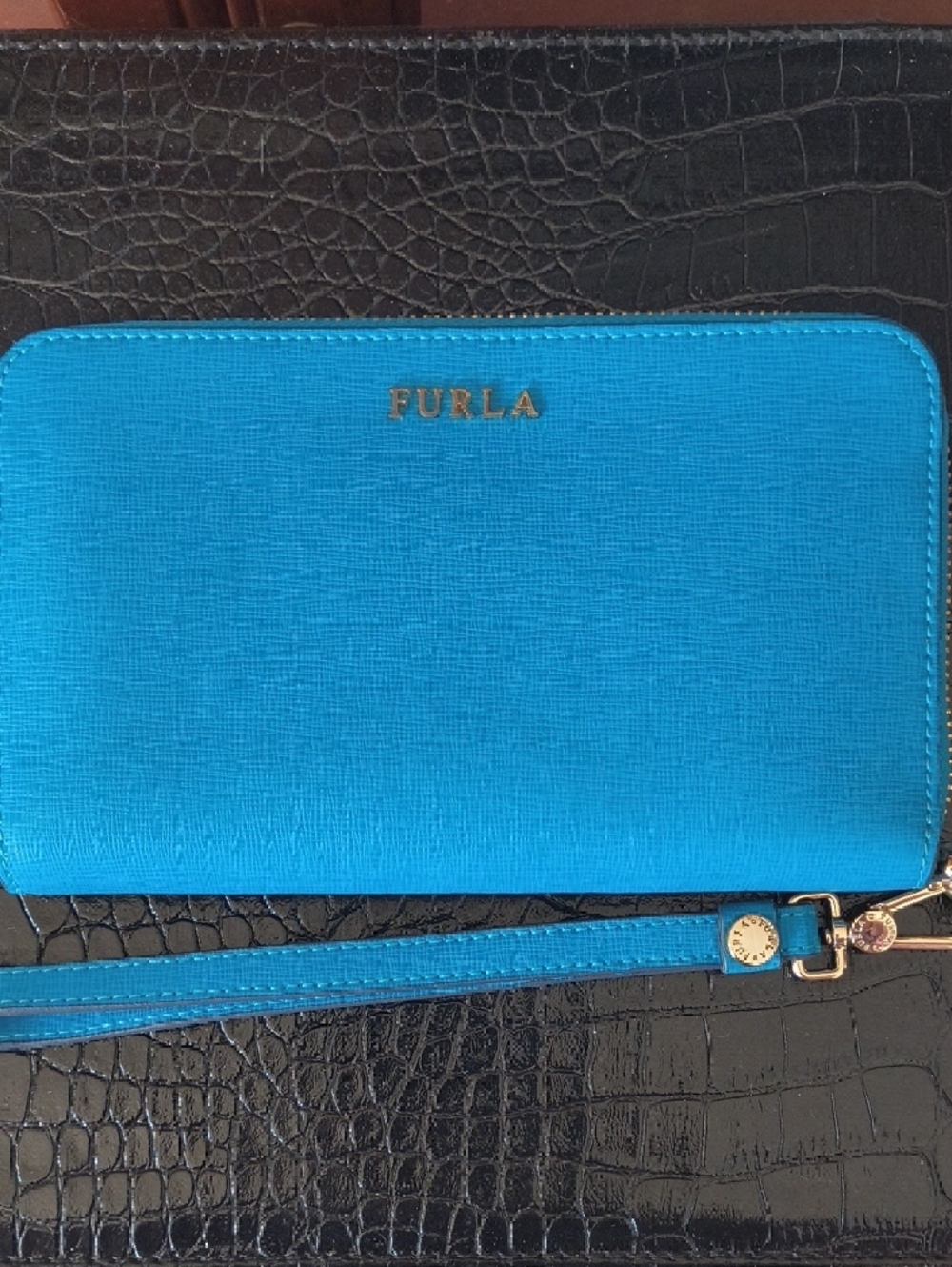 Furla Zip Wristlet Wallet in Bright Blue - Picture 3 of 11
